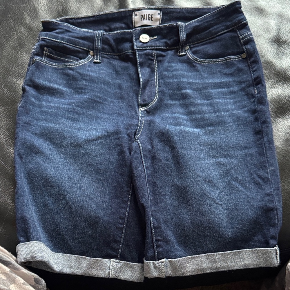 PAIGE Women's Dark Blue Jean Shorts
